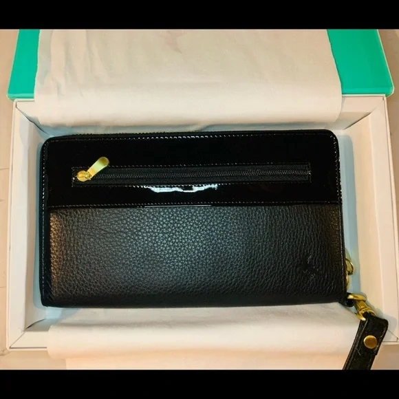 One Odd Bird Womens Black Leather Raven Zip Up Wallet and Wristlet - Picture 3 of 7